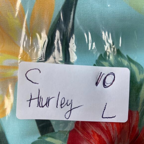 Hurley Hybrid Swim Shorts Mens Large Hibiscus Volley Tropical Floral Blue Trunks - Picture 13 of 13